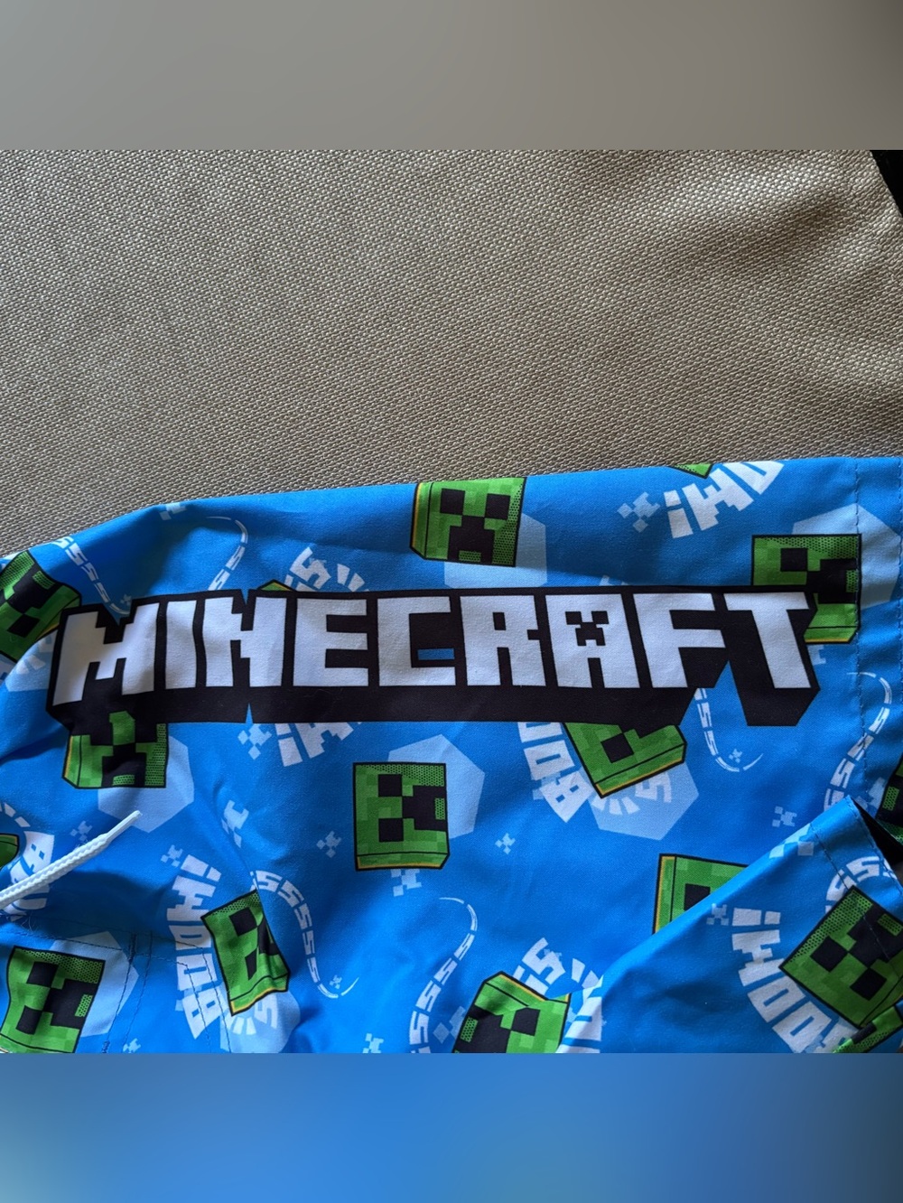 Minecraft Boys Blue Swim Trunks with Green Creepers - Size Medium - NEW - Picture 5 of 6